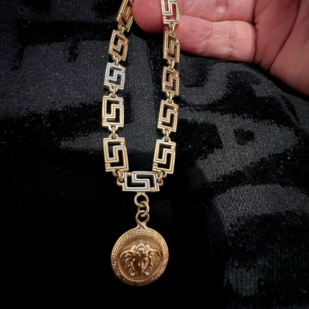 14k solid gold Versace Greek bracelet